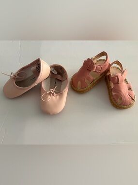 Danskin Kids Blush Ballet Flat and Dusty Rose Hook-and-Loop‎ Squeaky Sandal Set
